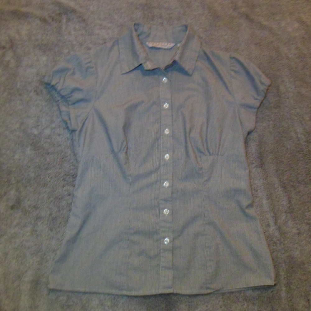 Grey and White Striped Blouse - Signature - PS